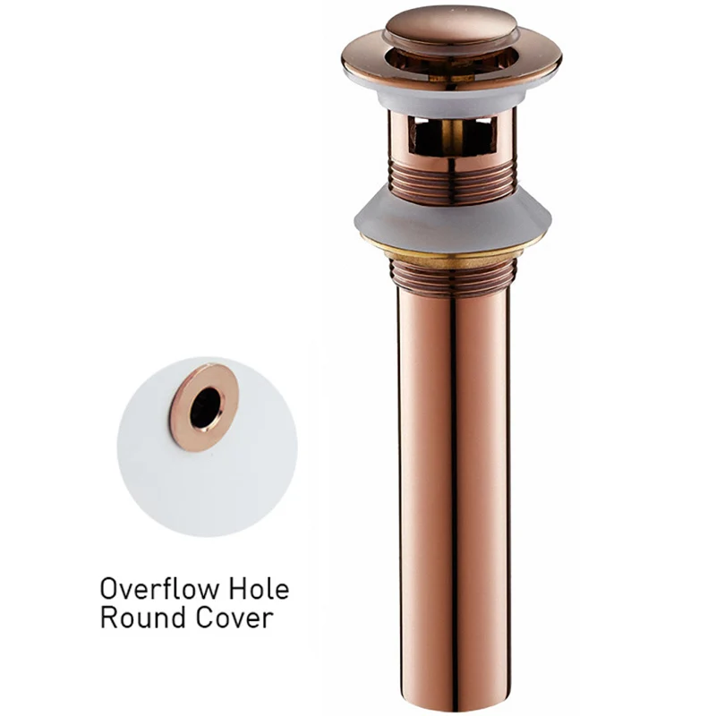 Pop up Drain for Bathroom Sink Vessel Vanity Rose Gold Solid Brass Assembly Replacement Kits Stopper Flip Top Overflow | Обустройство