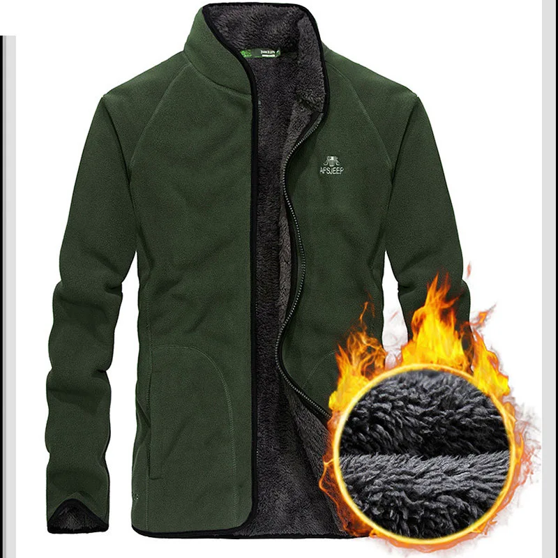 Autumn and winter men's cardigan outdoor thick warm fleece jacket riding Climbing sports windproof breathable windbreaker | Спорт и