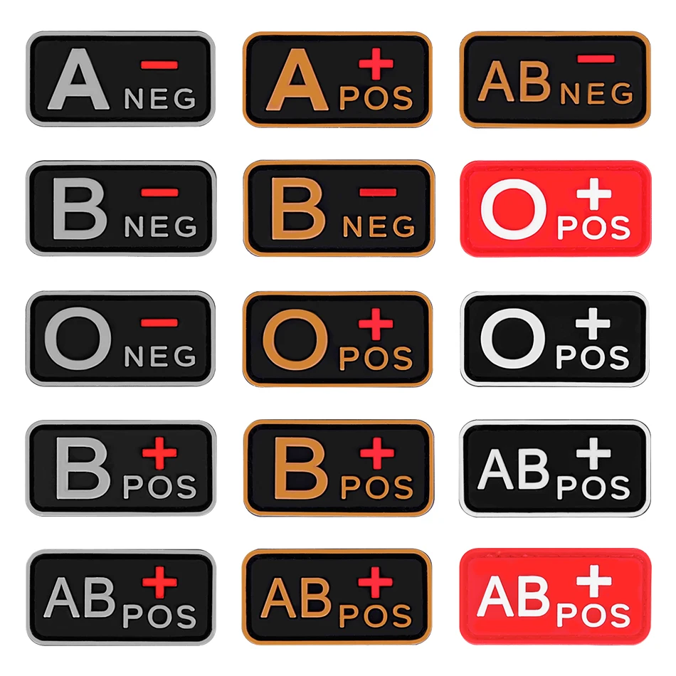 3D ПВХ A+ B+ AB+ O+ положительная pos-a-B-AB-O-NEG кровяного типа патч тактические нашивки для поднятия боевого духа Военные резиновые значки
