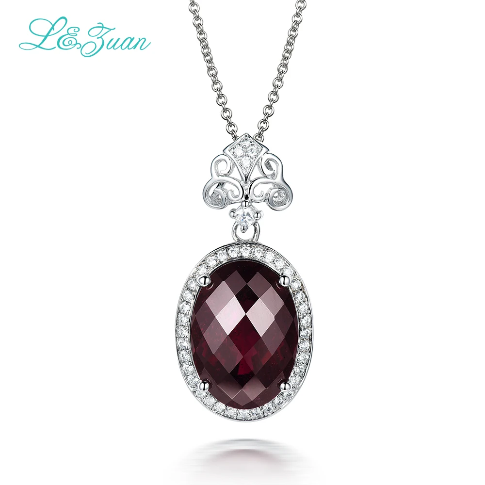 L &amp zuan натуральный 8.35ct гранатовый розовый фиолетовый камень S925 Серебряное
