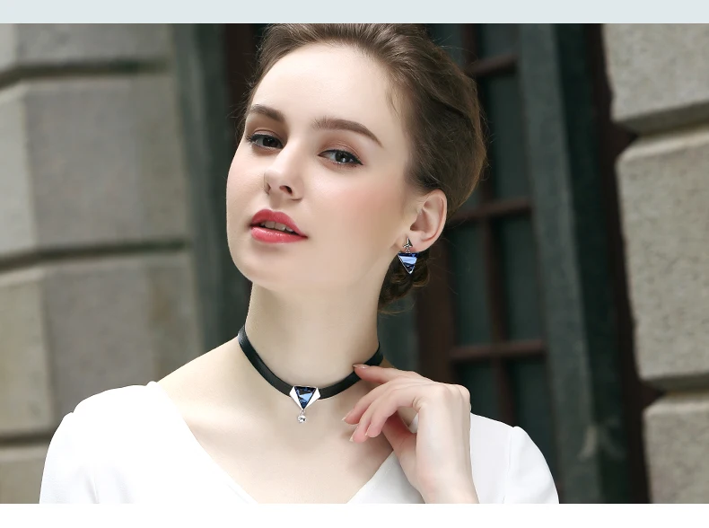 Warme Farben 925 пробы серебряные женские серьги с кристаллами от Swarovski треугольные геометрические свисающие серьги для банкета