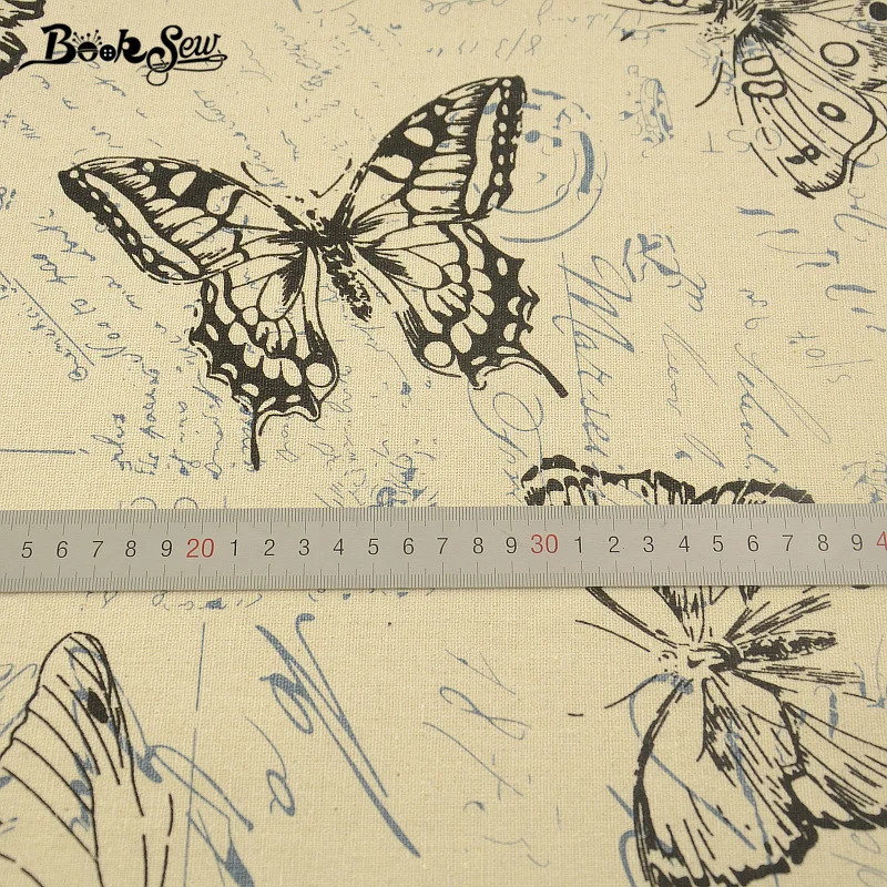 Тканевая ткань с изображением бабочек для шитья и квилтинга из хлопка льна