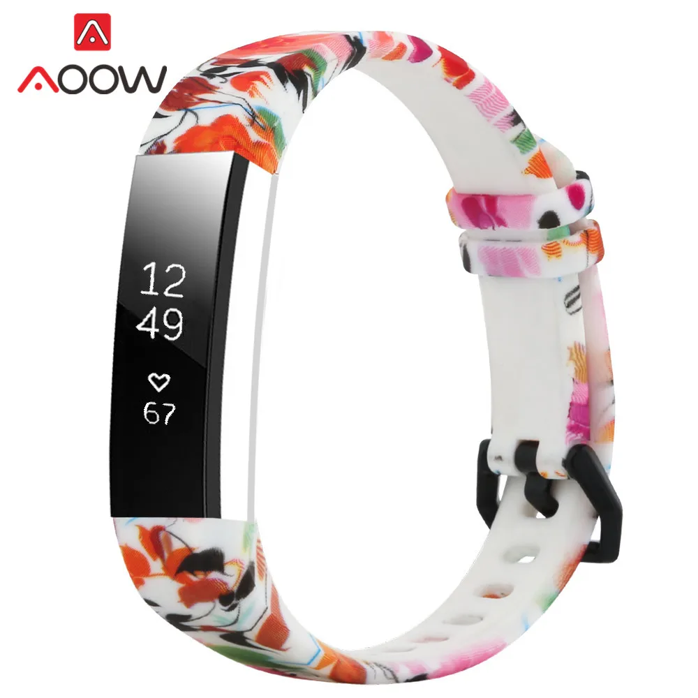 Мягкий силиконовый спортивный ремешок для часов для Fitbit Alta/Alta hr/ACE Смарт часы с рисунком Печать Водонепроницаемый замена Браслет ремешок