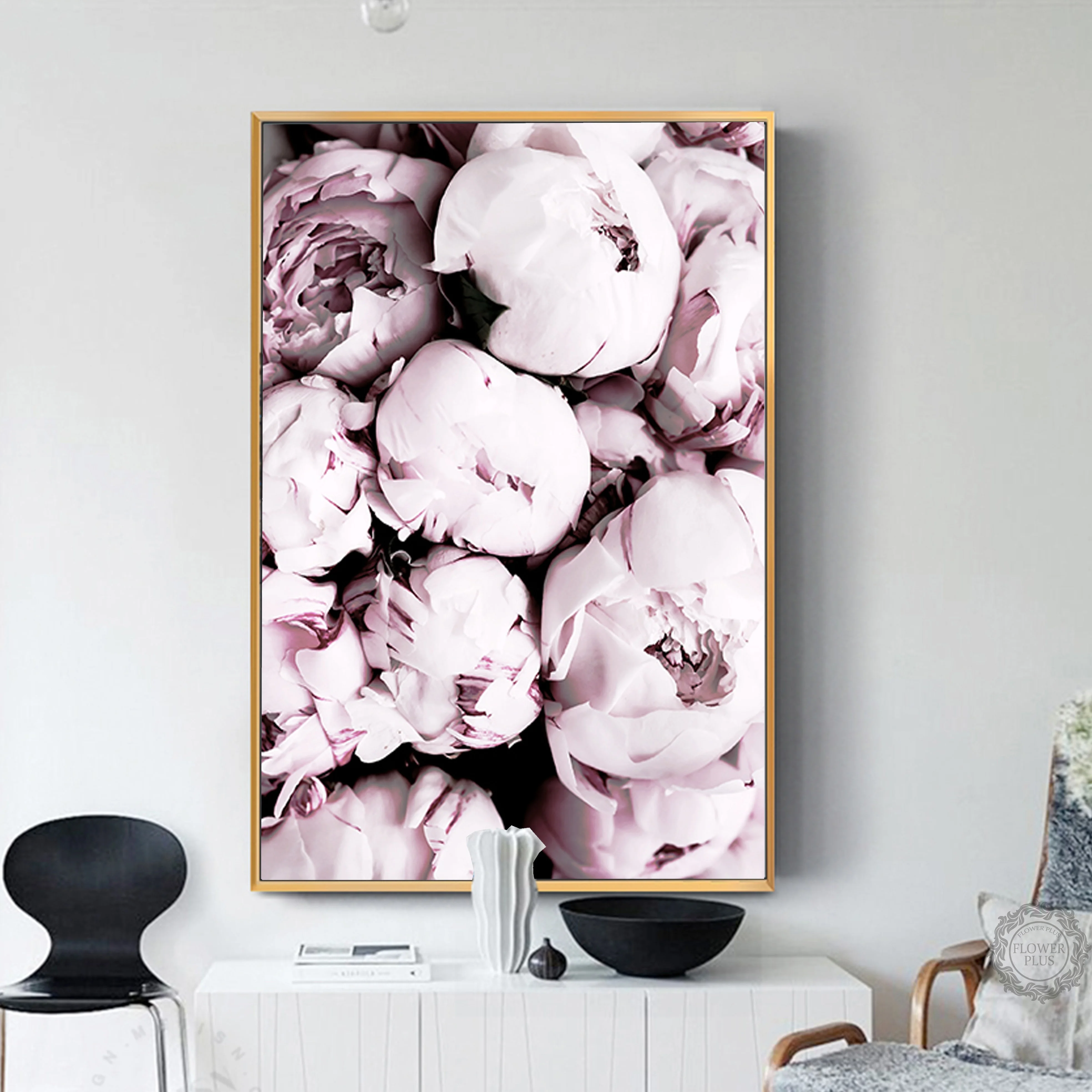 Скандинавская Настенная картина розовые пионы постер на холсте с принтом румян и