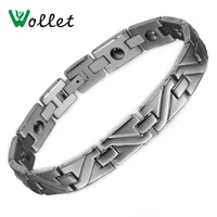 wollet 20 5cm healing magnetic hematite solid germanium stainless steel bracelet bangle for men