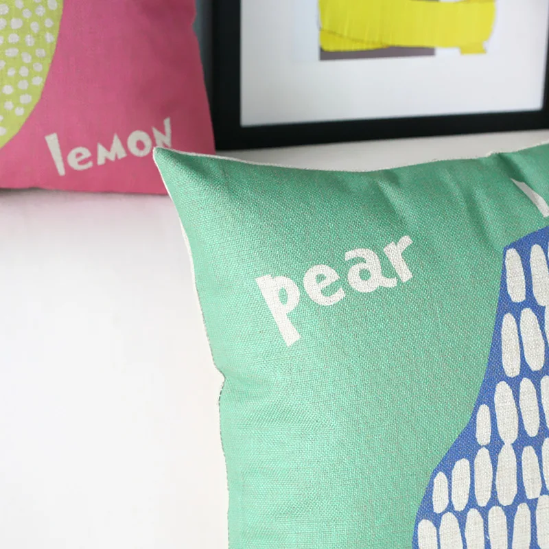 Скандинавская подушка ярко розовая Подушка с фруктами наволочка диванная