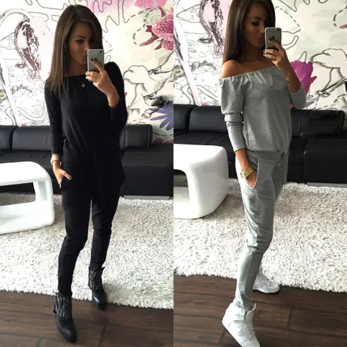 2 шт. женские брюки с длинным рукавом и открытыми плечами|top pants|pant topsuit suit |