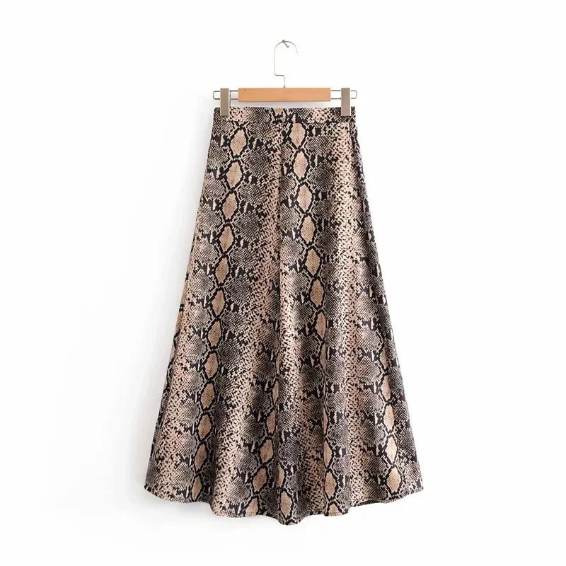 2018 летняя винтажная юбка с высокой талией Женская со змеиным принтом в стиле панк