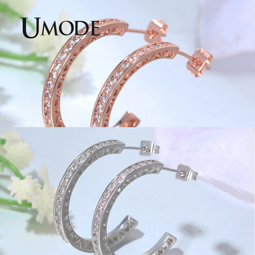 UMODE Новые прозрачные круглые циркониевые открытые C серьги в форме капель для