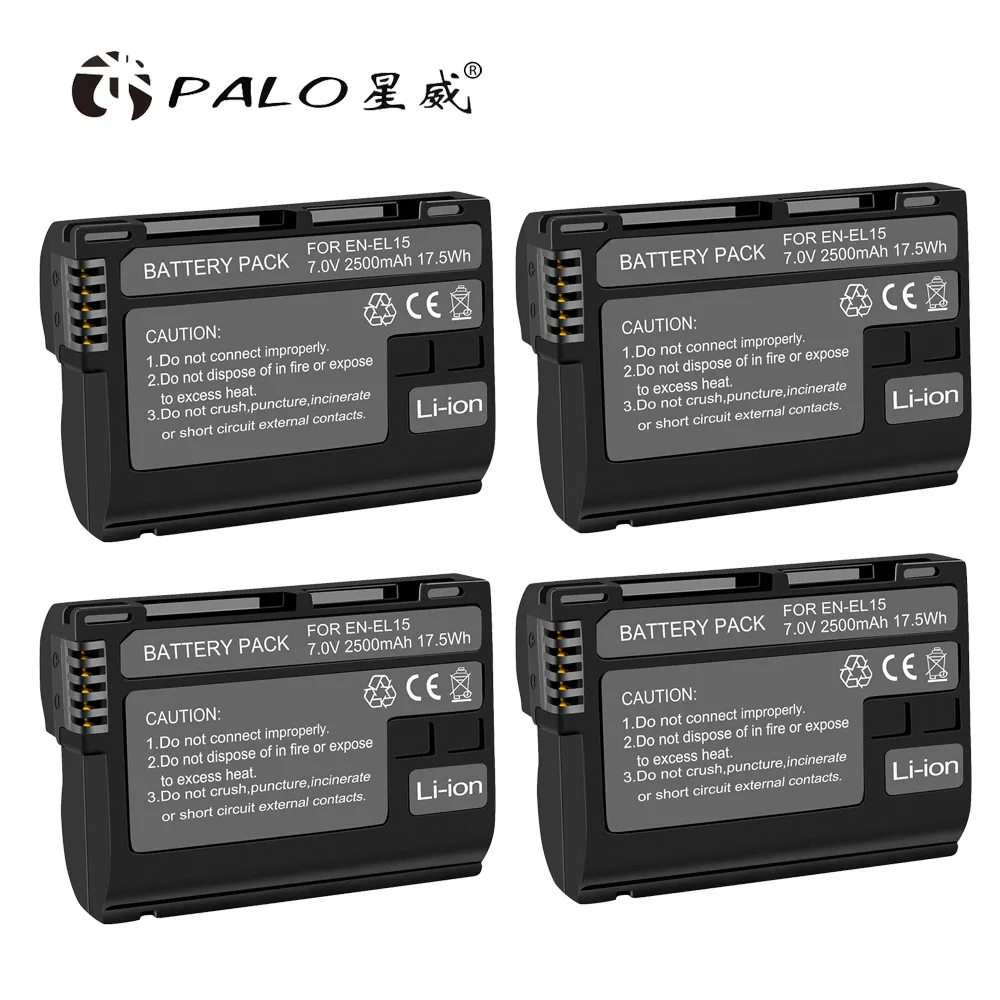 PALO 1 шт. EN-EL15 RU EL15 EL15 Камера Батарея для Nikon D600 D610 D800 D800E D810 D7000 D7100 D7200 V1 Батарея - Цвет: 4pcs batteries