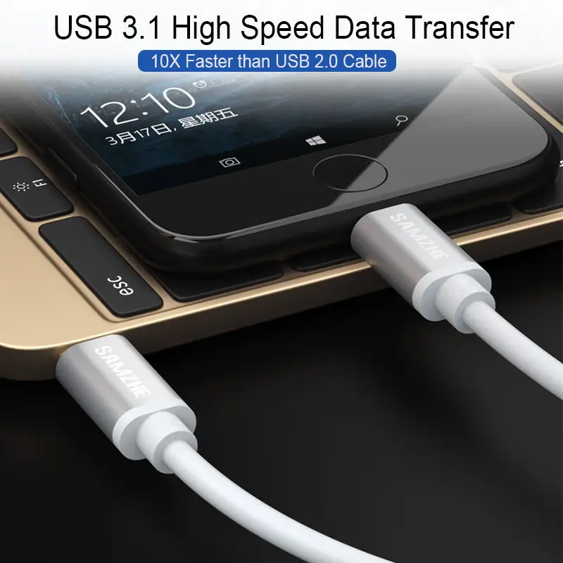 SAMZHE USB 3,1 type C к type-C кабель быстрого зарядного устройства кабель для Macbook Pro samsung S8 S9 Nexus 5X, Nexus 6 P, OnePlus 2, ZUK Z1