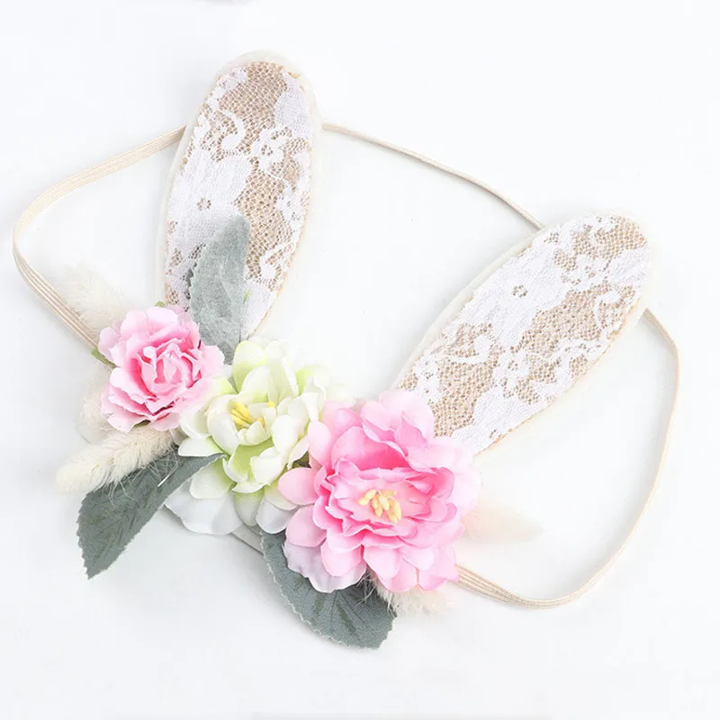

MIXIU Baby Headbands Newborn Baby Elastic Hair Band Cartoon Rabbit Ear Flower Baby Photography Prop Handmade Hair Accessories