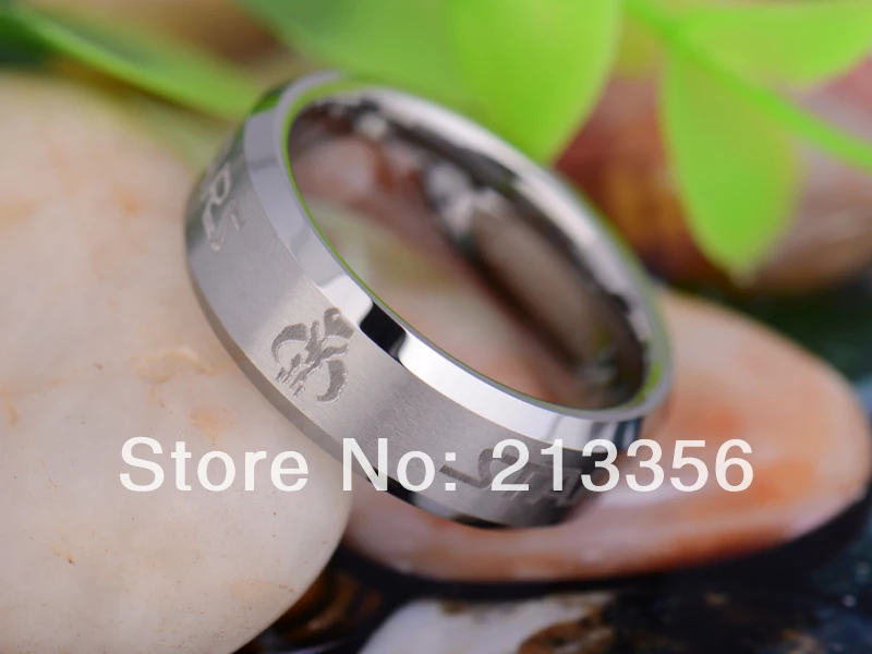 Free Shipping UK Russia Brazil USA Hot Selling 8MM Satin Center Star Wars Symbols New Men's Lord Tungsten Carbide Wedding Ring |