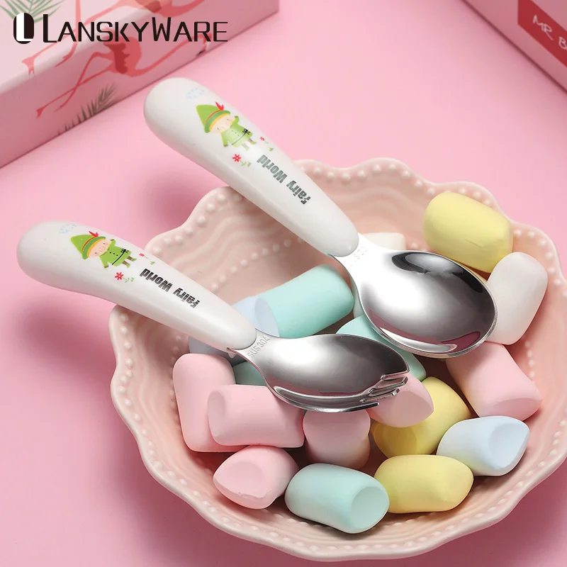 Милый мультяшный набор столовых приборов для детей 304 посуда из нержавеющей