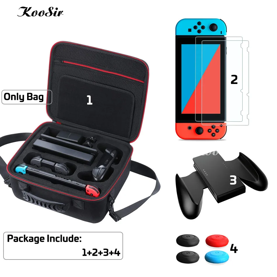 8 IN 1 Kit Большой портативный чехол для переноски из материала EVA+ стеклянная пленка для экрана+ ручка Joycon - Цвет: 8 IN 1 Kit