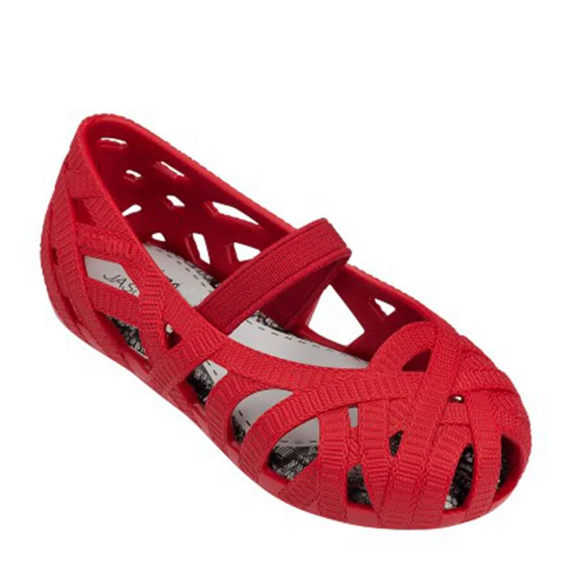 Популярные сандалии для девочек мягкая кожа ПВХ обувь эластичная лента плоская