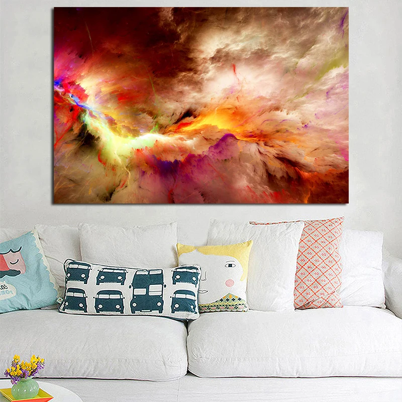 Абстрактные цвета облака стены искусства холст плакат и печать Картина маслом