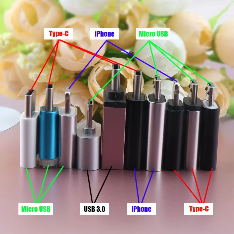3 шт для iPhone Type C USB 0 адаптер Micro кабель Android передачи данных конвертер с разъемами