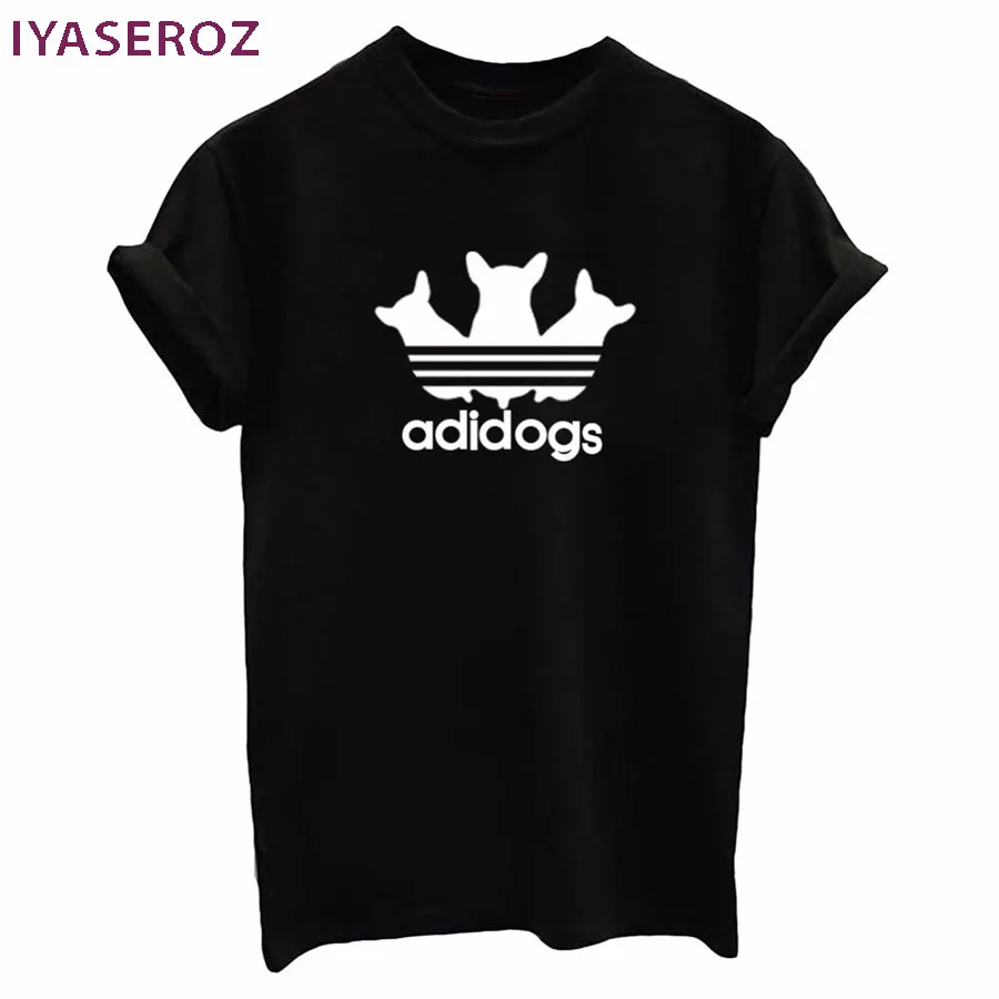 Iyaseroz 2017 adidogs письма печать Для женщин летние футболка Повседневное с коротким