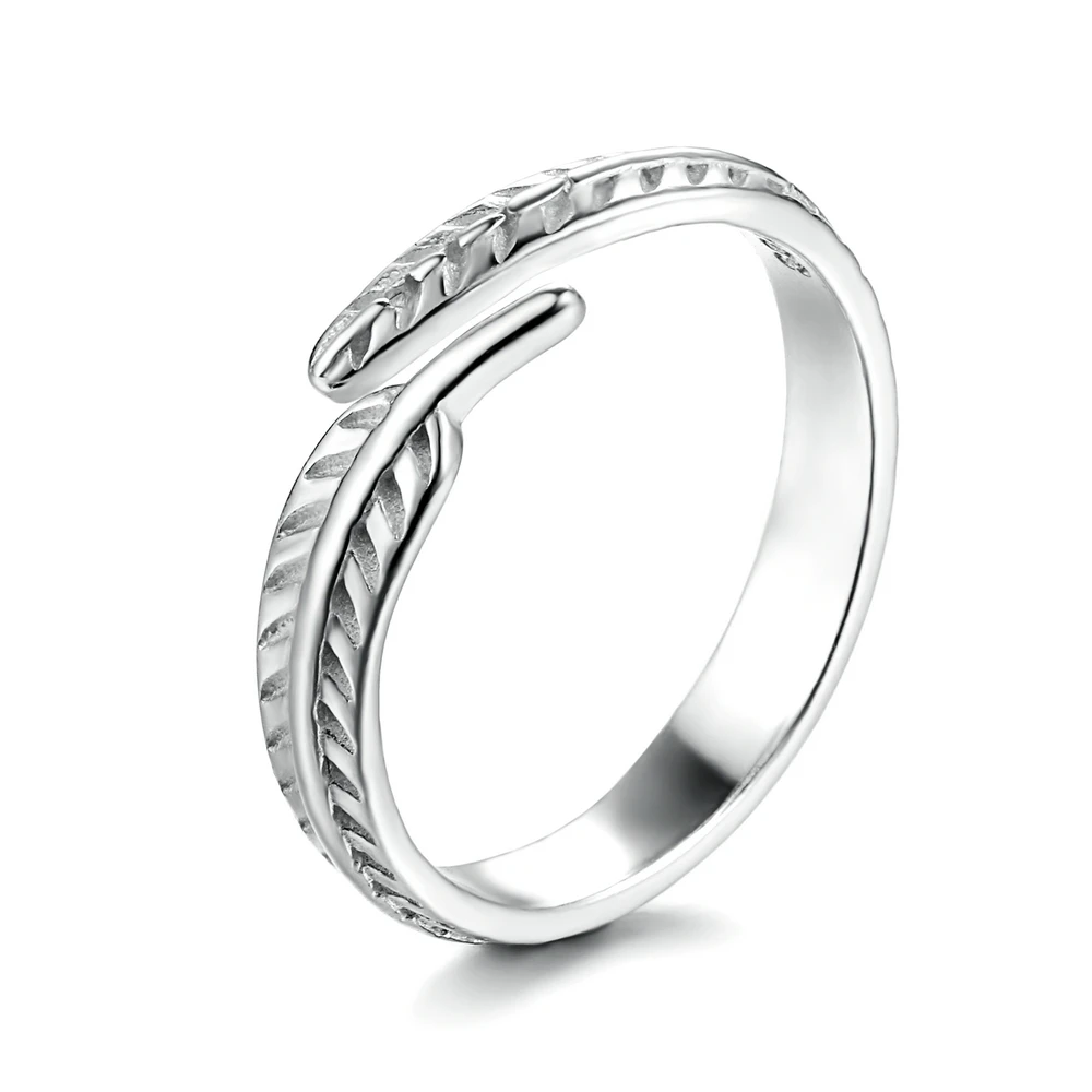 MoBuy Romantic Feather Adjustable 100% 925 Sterling Silver Rings For Women Wedding Bands Fine Jewelry MBRY049 | Украшения и