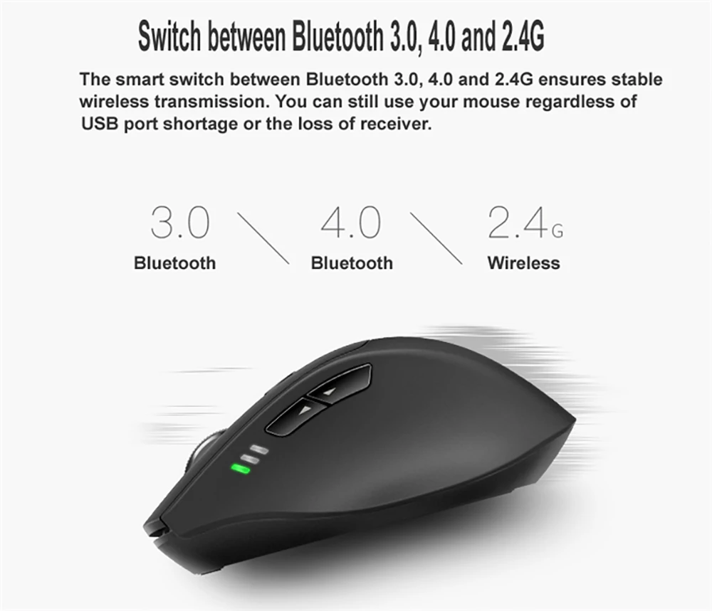 Оригинальная мультирежимная Беспроводная мышь Rapoo MT550, переключение между Bluetooth 3,0/4,0 и 2,4G для подключения четырех устройств к компьютеру