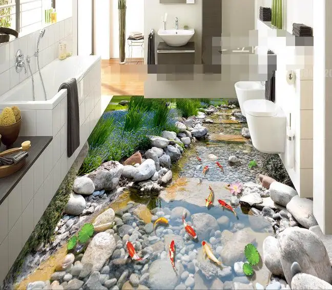 

3 d pvc flooring custom wall paper Rock creek park carp 3 d bathroom flooring murals photo wallpaper for walls 3d