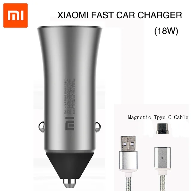 Add Type-C Cable Оригинальное автомобильное зарядное устройство Xiao mi, двойной USB, быстрая зарядка, универсальное автомобильное зарядное устройство mi с магнитным кабелем для большинства телефонов, планшетов, ПК - Тип штекера: Add Type-C Cable
