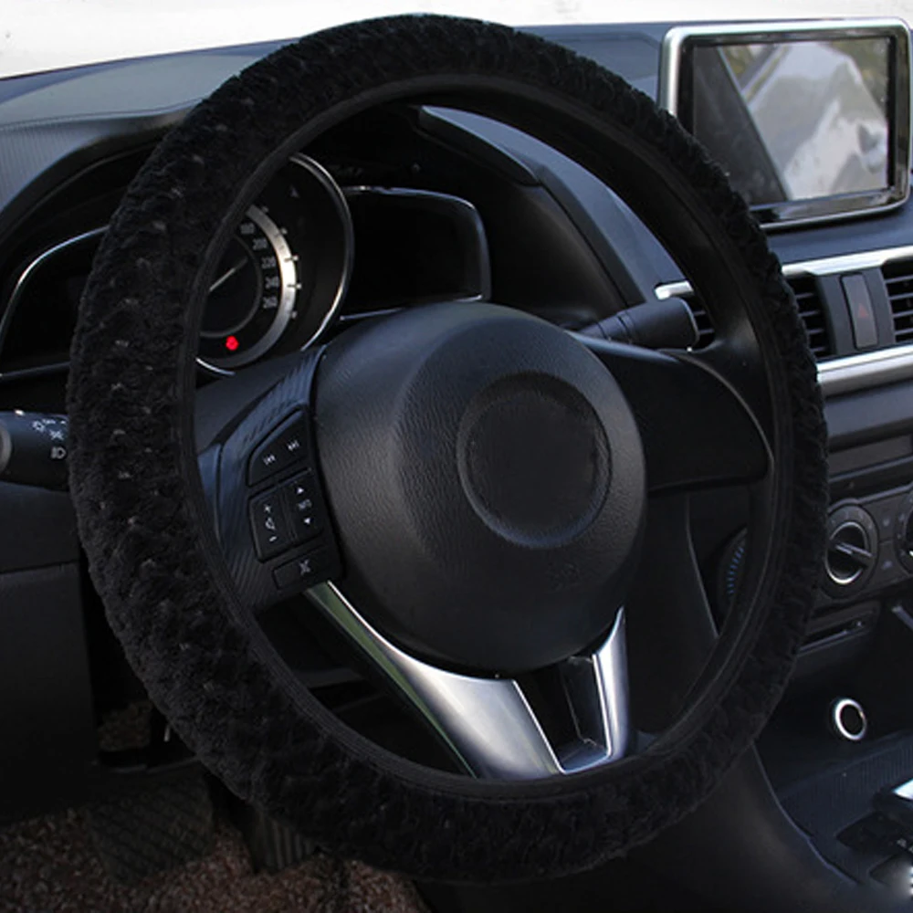 

Winter Soft Warm Plush Covers Car-styling Auto Decoration Pearl Velvet 4 Colors High Quality Universal Car Steering Wheel Cover