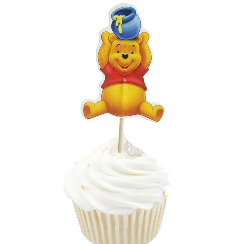 48 шт./лот новинка Винни Тигр Микки тема мультяшный кекс мороженое торт топперы