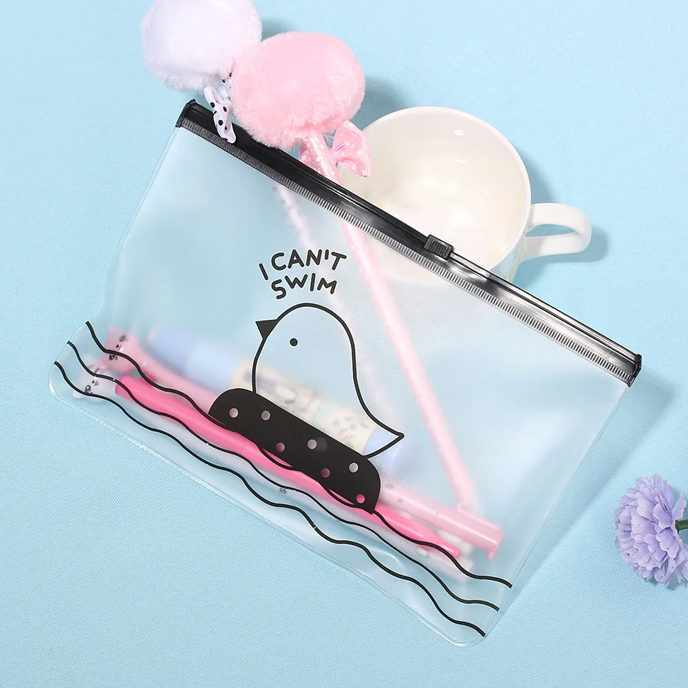1 шт. Kawaii канцелярские принадлежности милый курица Прозрачный держатель для ручки косметический чехол для хранения карандашей школьные принадлежности ПВХ