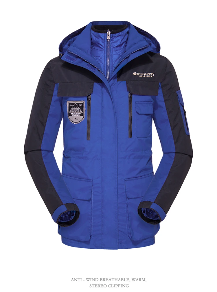 Men Women's Winter 2 Pcs Inside Cotton-Paded Jackets Outdoor Sport Waterproof Thermal Hiking Ski Mountain Climbing Jackets Coats