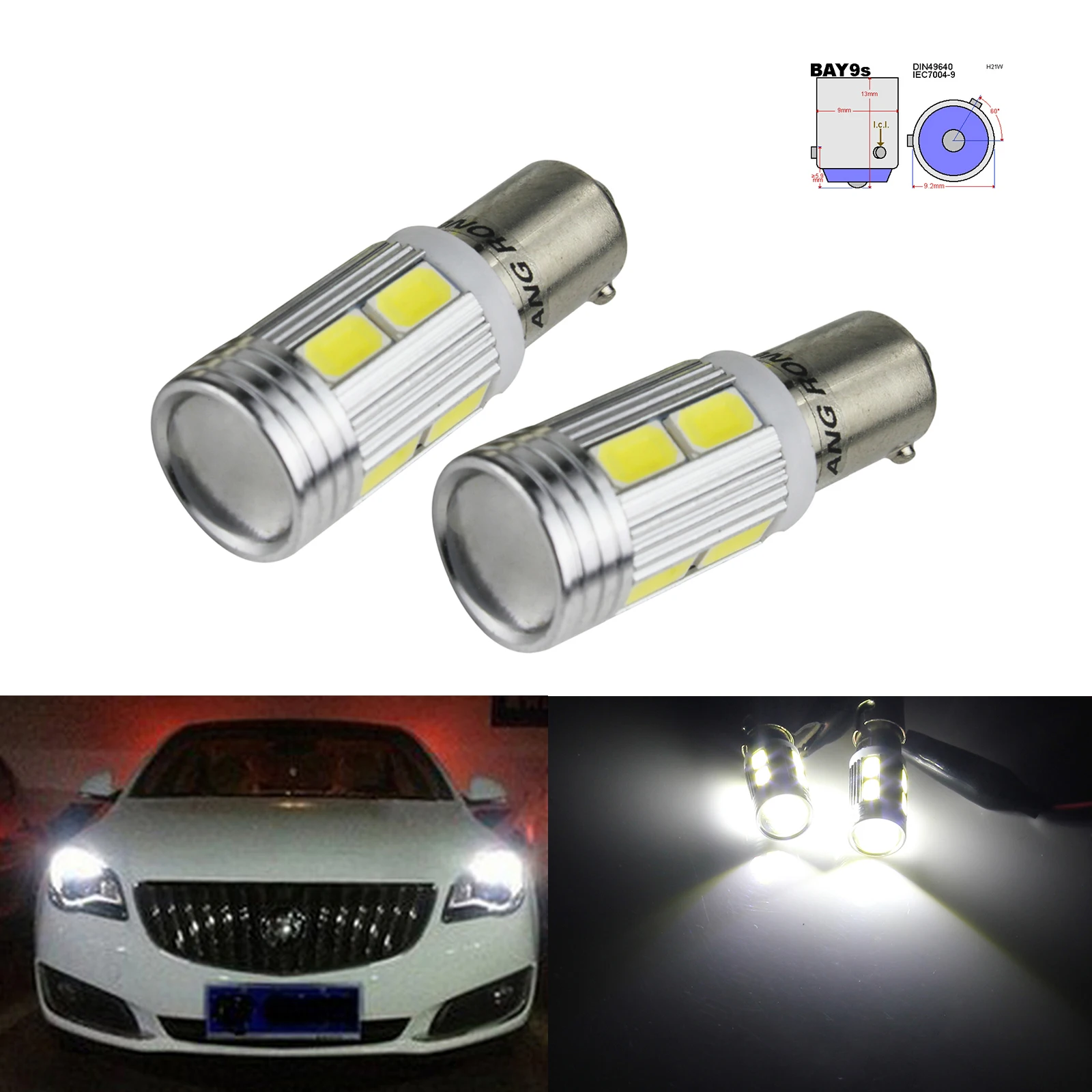 ANGRONG 2 шт. 435 H21W BAY9s 10 SMD светодиодный индикатор Обратный парковочный боковой свет