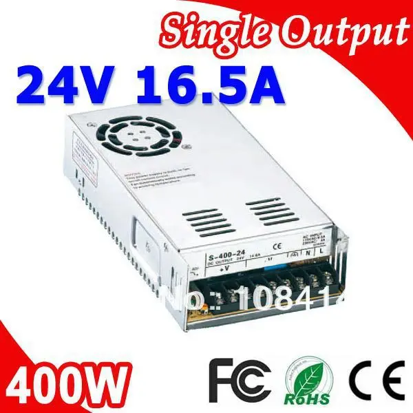 S-400-24 400W 24V Switching LED Power Supply Transformer 110V/220V AC Input to 24V DC output