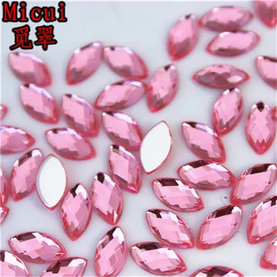 Pink Micui 100 шт 5*10 мм разноцветные стразы «лошадиный глаз» с плоской задней стороной акриловые камни хрустальные камни не Швейные бусины для одежды DIY MC320 - Цвет: Pink