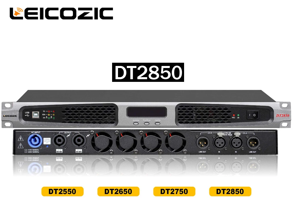 Leicozic DT2850 dsp усилитель класса d 850 Вт RMS 1400 Вт 4 Ом Цифровой усилитель импульсный источник питания аудио Профессиональный Усилитель