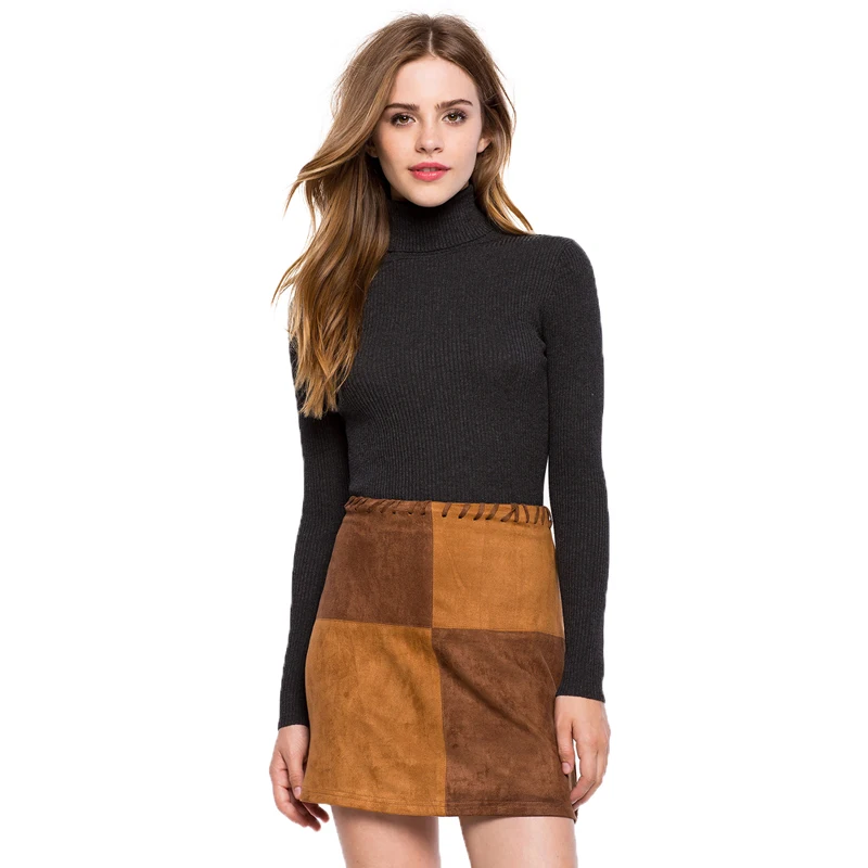 HYH HAOYIHUI New Fashion Spring Sweater 2018 Women Cloth High Neckline Solid Black Pullover Knit Long Sleeve Slim Casual | Женская