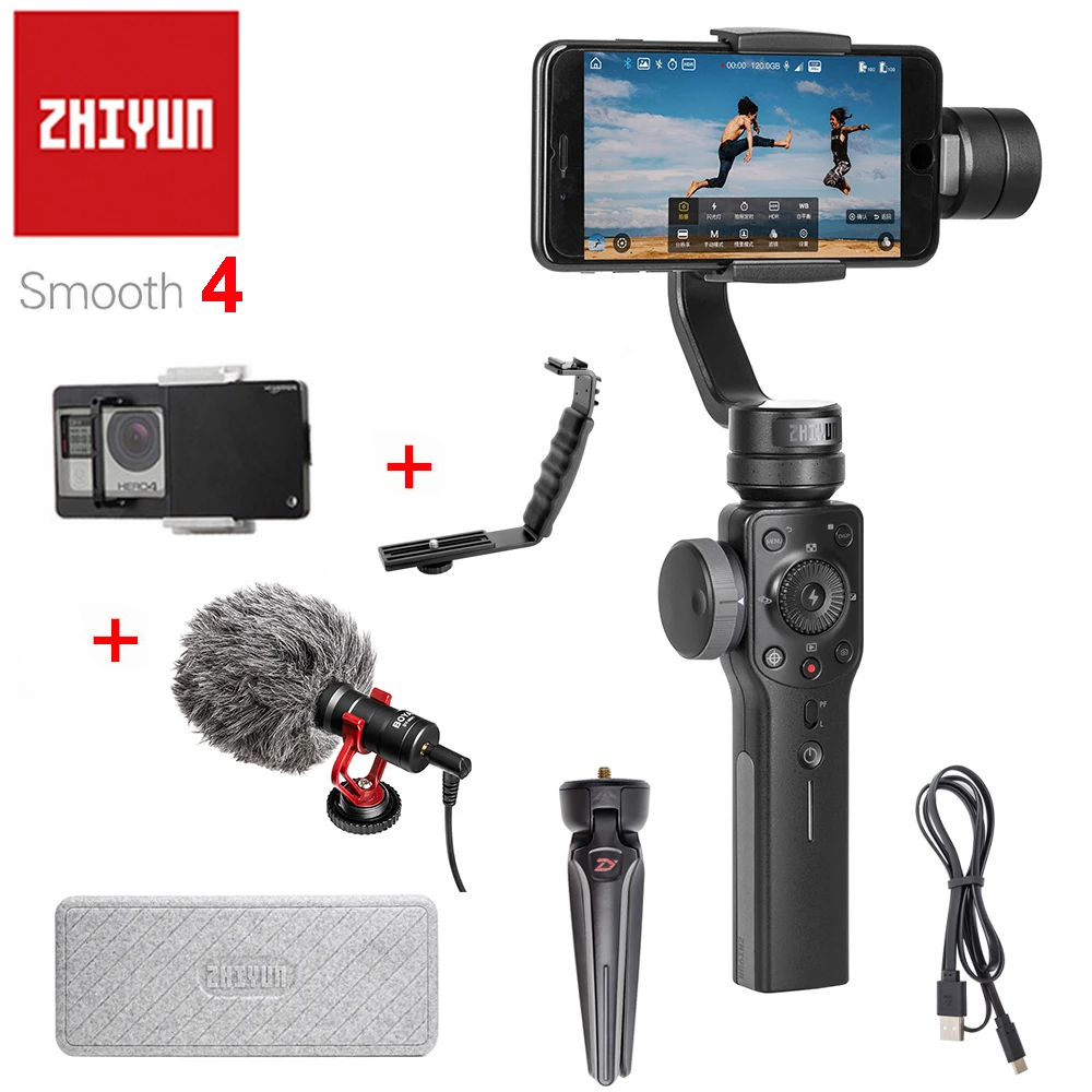 3 осевой Ручной Стабилизатор ZHIYUN Smooth 4 портативный стабилизатор Крепление камеры