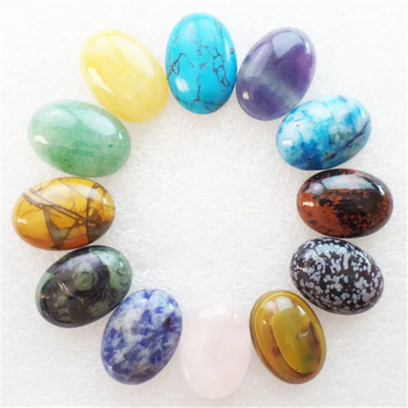 (12 шт./лот) оптовая продажа натуральный смешанный камень овальный кабошон 25x18x6 мм