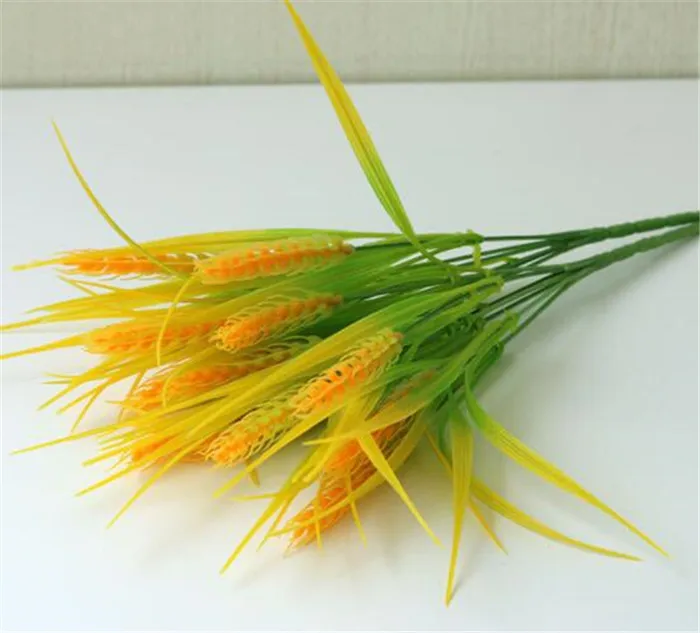 Искусственный рис пучок листьев 36 см искусственная зелень пластиковое желтое