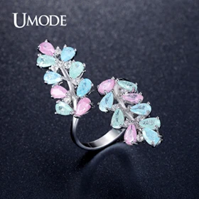 UMODE, новые трендовые кольца, редкие круглые цветные кольца с кубическим цирконием для мороженого, Коктейльные кольца, три цвета, дизайнерские ювелирные изделия Anillos UR0361 - Цвет основного камня: White Gold Plated