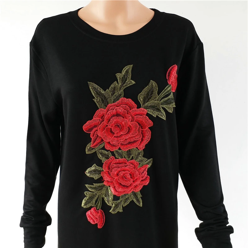Осень 2017 модные женские винтажные повседневные блузки с цветочной вышивкой топы