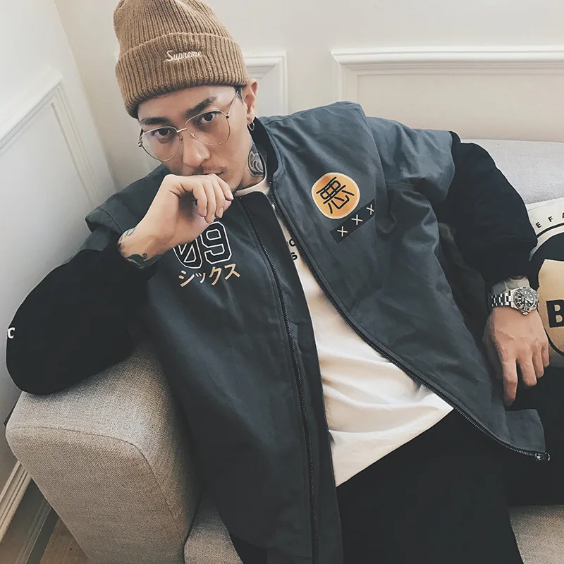 Прямая поставка мужские куртки в стиле хип хоп с принтом Токийский залив Осеннее