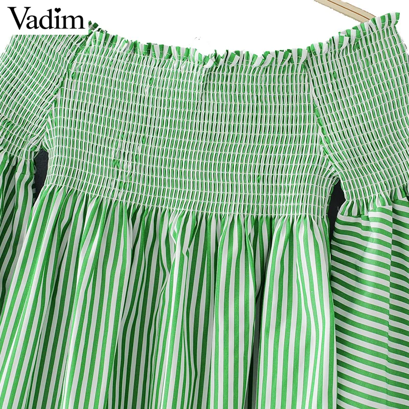 Женское платье в полоску Vadim повседневное Плиссированное мини-платье с вырезом