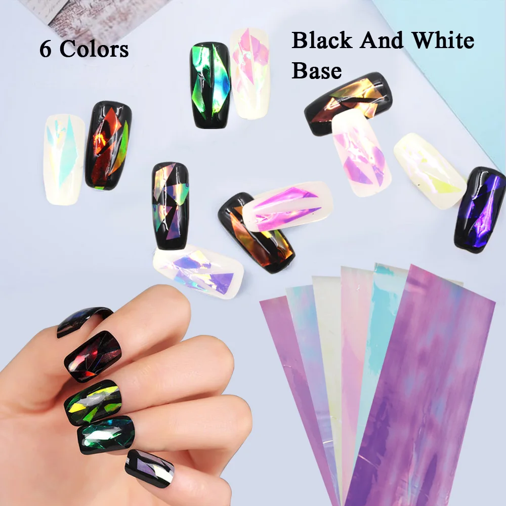 6 упаковок наклейки для ногтей разбитые стеклянные водяные зеркальный эффект