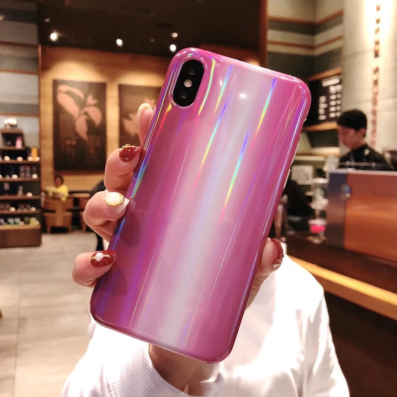 Глянцевый мягкий силиконовый чехол Kerzzil для iPhone X XR XS Max градиентные цветные Чехлы