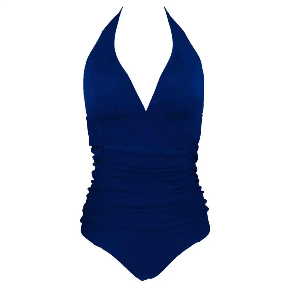 Navy Blue Женский монокини для похудения с v-образным вырезом, Цельный купальник, купальник с открытой спиной, купальник для женщин, контроль живота, купальник - Цвет: Navy Blue