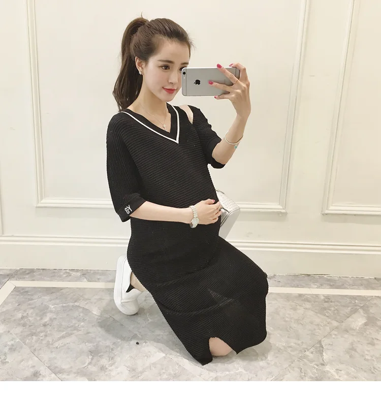 2018 Летнее белое платье для беременных с коротким рукавом элегантная одежда