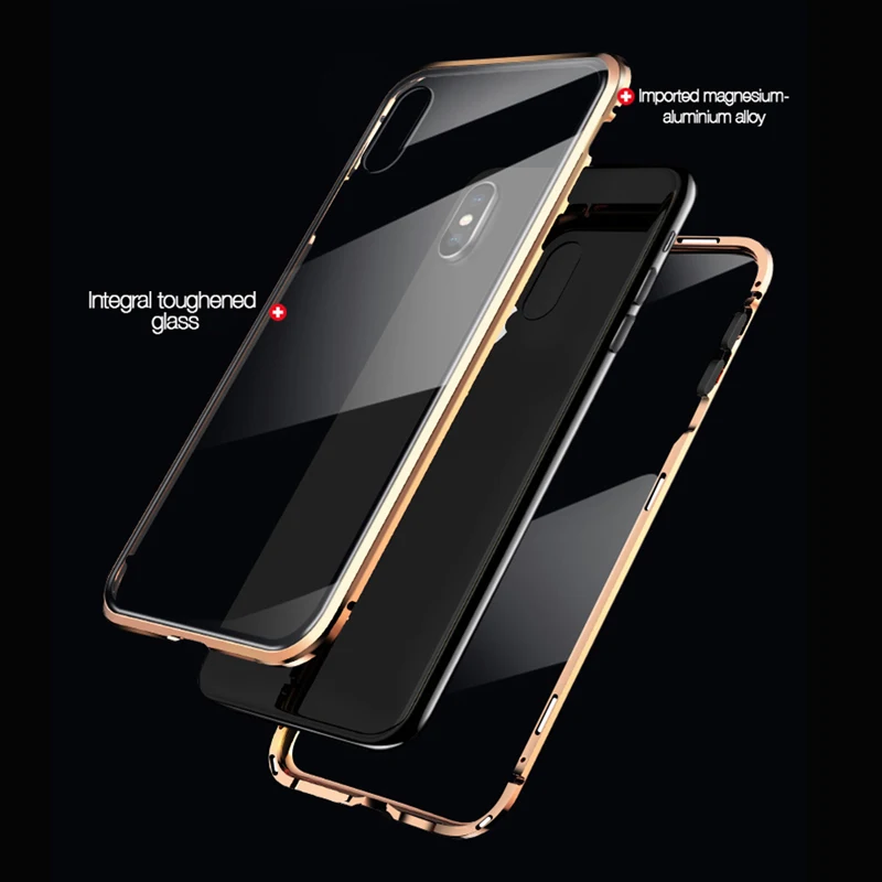 Двухсторонний стеклянный Магнитный адсорбционный чехол для телефона iPhone XS MAX X XR