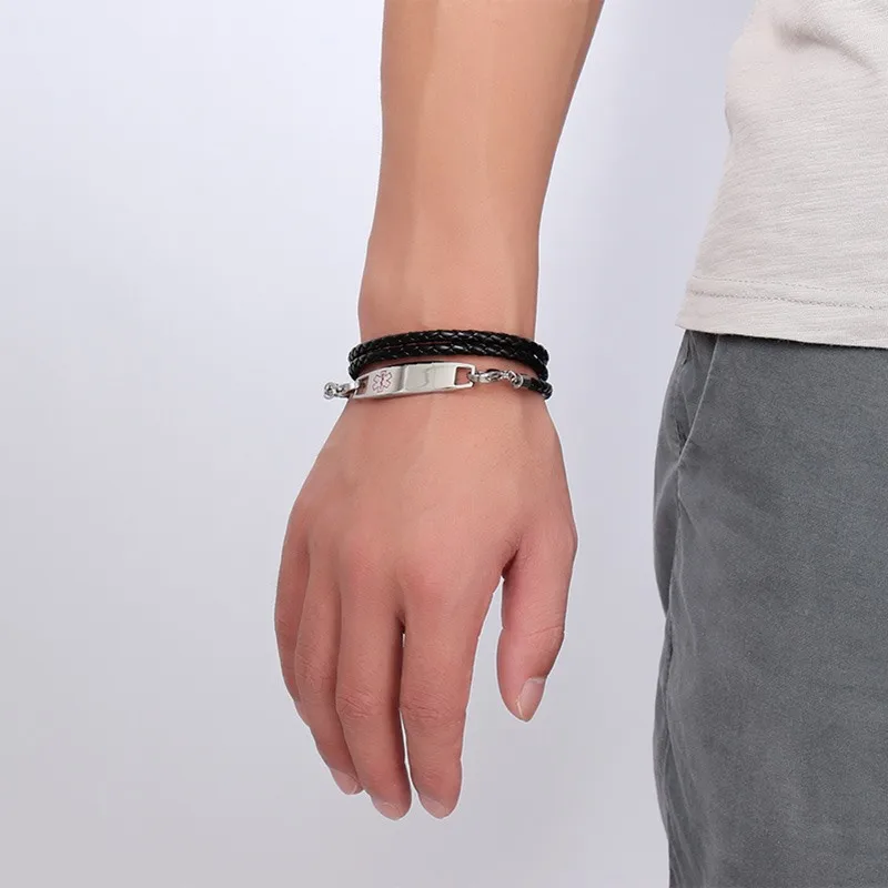 Milatu Бесплатная гравировка унисекс Спецодежда медицинская оповещения ID браслет