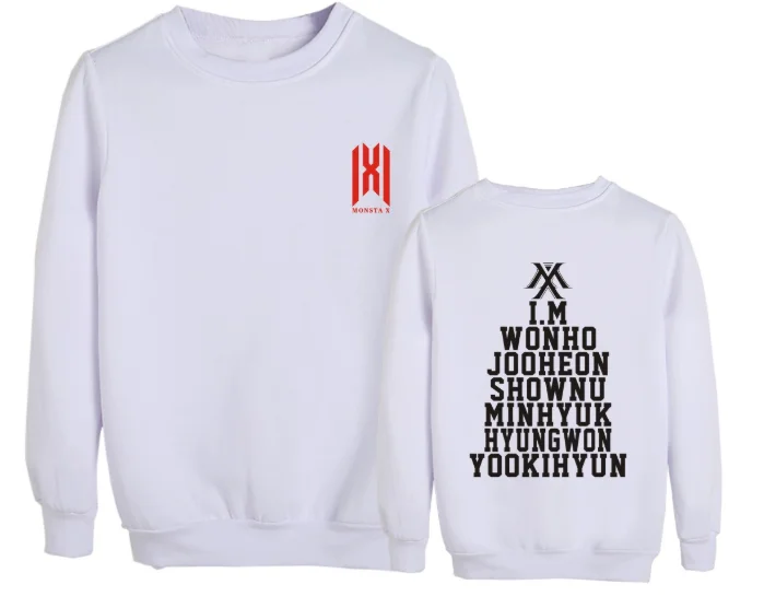 MONSTA X окружающая футболка WE ARE HERE концерт мирового турне с короткими рукавами футболки, чтобы играть песни для мужчин и женщин летом - Цвет: white-WY01